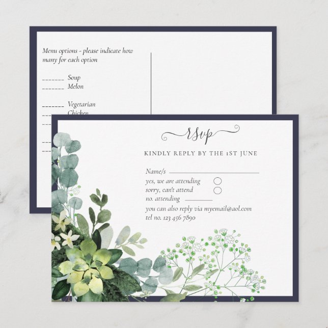 BUDGET  Eucalyptus Greenery Wedding Foliage Postca Postcard (Front/Back)