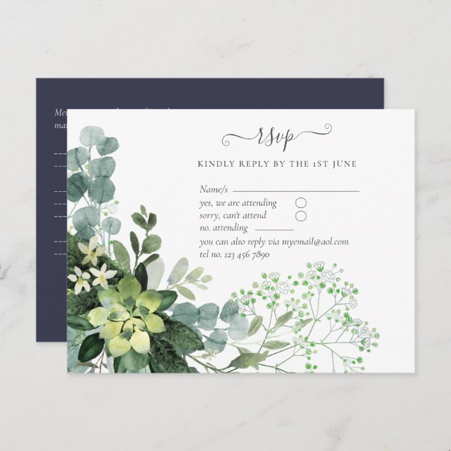 BUDGET  Eucalyptus Greenery Wedding Foliage Postcard (Front/Back)
