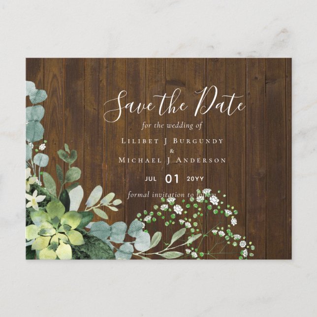 BUDGET  Eucalyptus Greenery Wedding Foliage Postcard (Front)