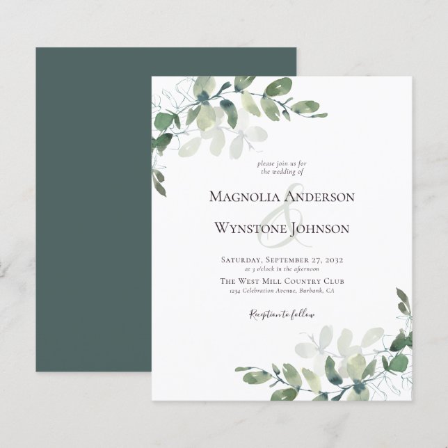 Budget Eucalyptus Greenery Wedding Invitation (Front/Back)