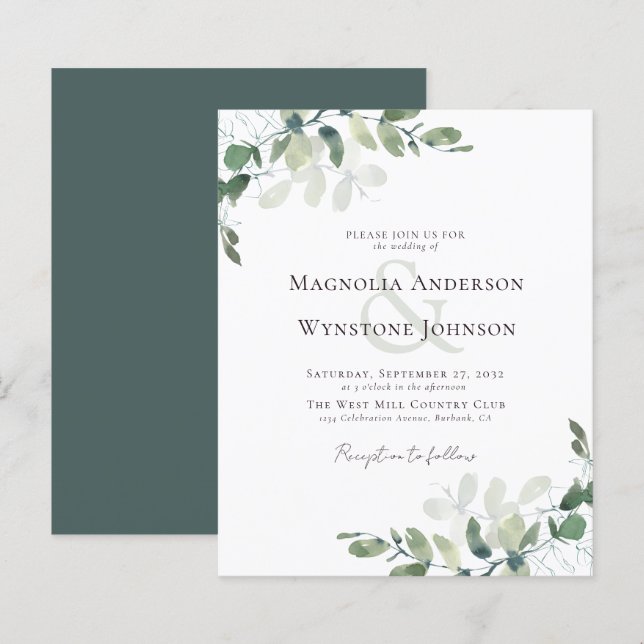 Budget Eucalyptus Greenery Wedding Invitation (Front/Back)