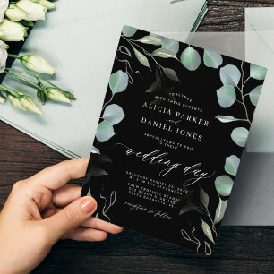 Budget eucalyptus greenery wedding invitation