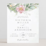 Budget Eucalyptus Greenery Wedding Invitation<br><div class="desc">Beautiful wedding invitation featuring blush pink floral watercolor eucalyptus and gold leaves.</div>