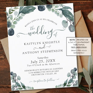 Budget Eucalyptus Greenery Wedding Invitation