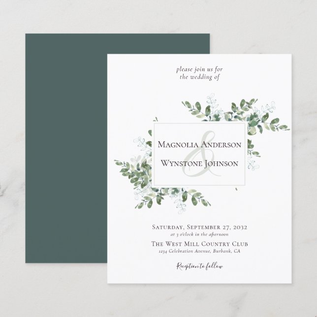 Budget Eucalyptus Greenery Wedding Invitation (Front/Back)
