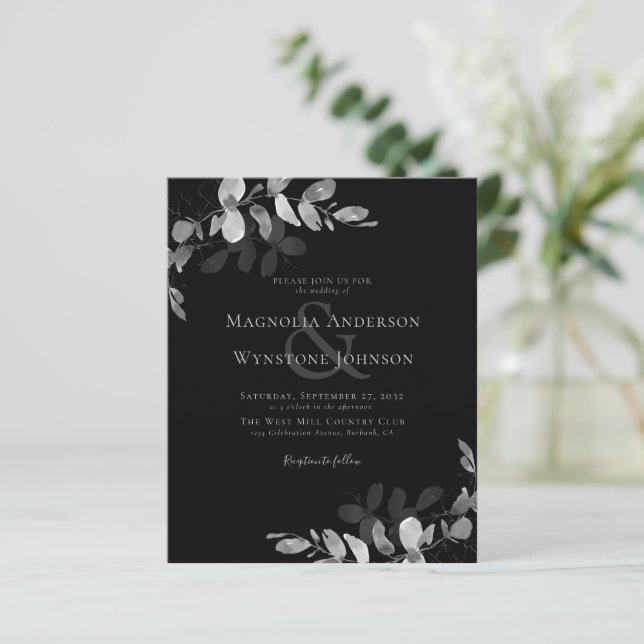 Budget Eucalyptus Greenery Wedding Invitation (Standing Front)