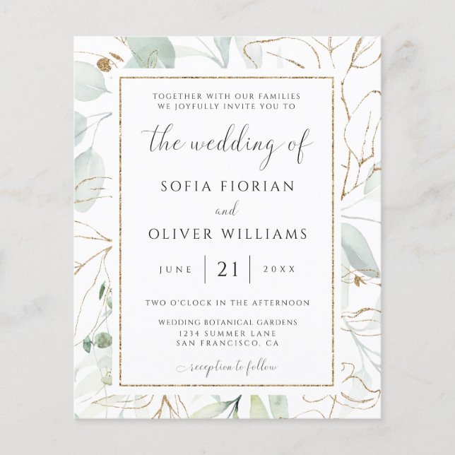 Budget Eucalyptus Greenery Wedding Invitation (Front)