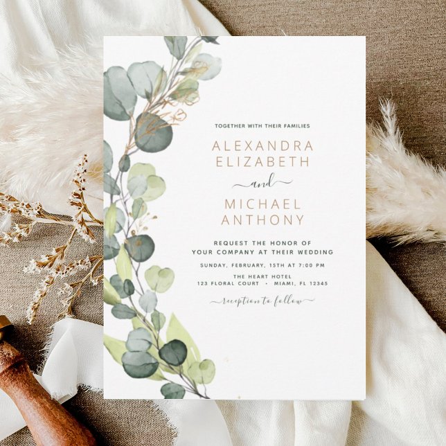Budget Eucalyptus Greenery Wedding Invitations (Creator Uploaded)