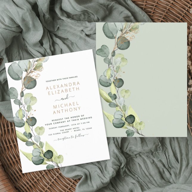 Budget Eucalyptus Greenery Wedding Invitations (Creator Uploaded)