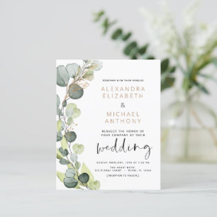 Budget Eucalyptus Greenery Wedding Invitations