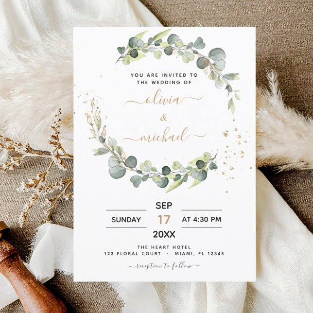 Budget Eucalyptus Greenery Wedding Invitations Flyer (Creator Uploaded)