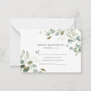 BUDGET Eucalyptus Greenery Wedding RSVP Card
