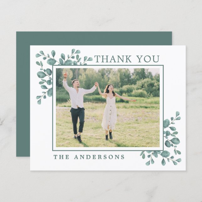 Budget Eucalyptus Greenery Wedding Thank You (Front/Back)