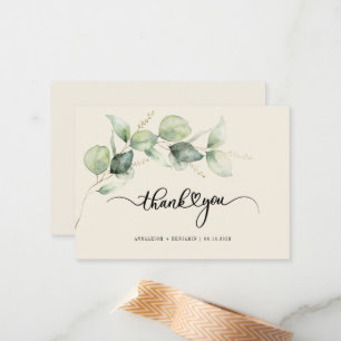Budget Eucalyptus Hand-Lettered Wedding Thank You Card