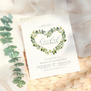 Budget Eucalyptus Heart & Gold Bridal Luncheon