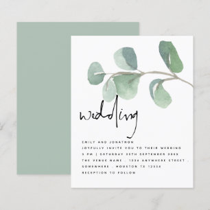 BUDGET Eucalyptus Informal Script Wedding Invite
