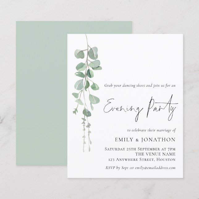Budget Eucalyptus Informal Wedding Evening Party  (Front/Back)