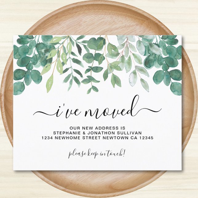 Budget Eucalyptus I've Moved Announcement Card (Creator Uploaded)