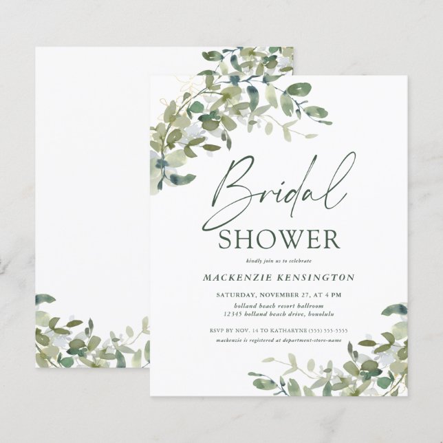 Budget Eucalyptus Ivy Bridal Shower Invitation (Front/Back)