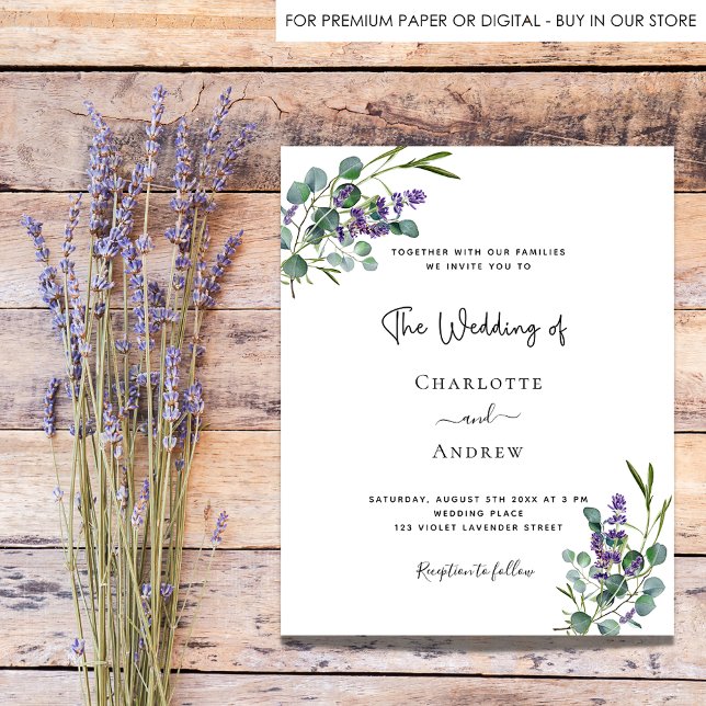 Budget eucalyptus lavender wedding invitation (Creator Uploaded)