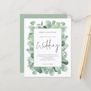 Budget Eucalyptus Leaf Frame Wedding Invitation