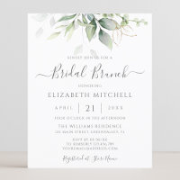 Budget Eucalyptus Leaves Bridal Brunch Invitation