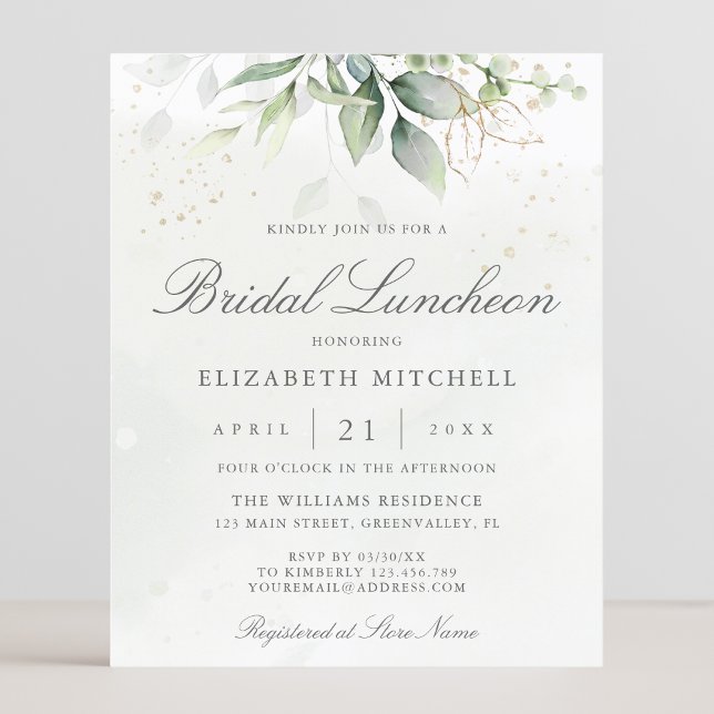 Budget Eucalyptus Leaves Bridal Luncheon Invites (Creator Uploaded)