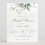 Budget Eucalyptus Leaves Bridal Shower Invitation<br><div class="desc">Beautiful affordable bridal shower invitation featuring watercolor eucalyptus and gold leaves with calligraphy script.</div>