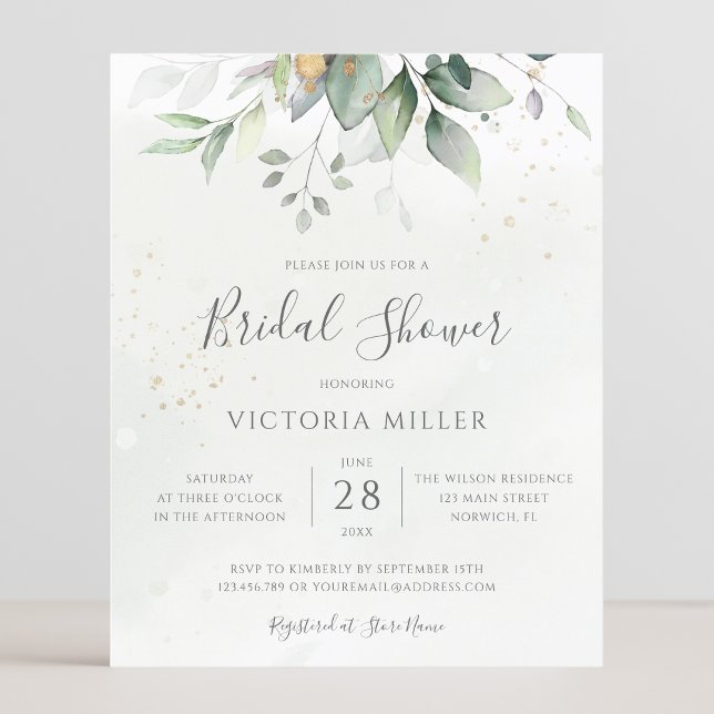 Budget Eucalyptus Leaves Bridal Shower Invitation (Creator Uploaded)