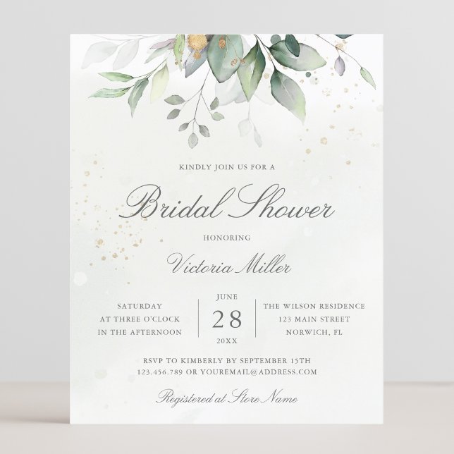 Budget Eucalyptus Leaves Bridal Shower Invitation (Creator Uploaded)