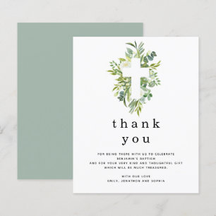 Budget Eucalyptus Leaves Cross Baptism Thank you
