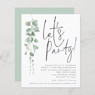 Budget Eucalyptus Lets Party Any Age Party Invite