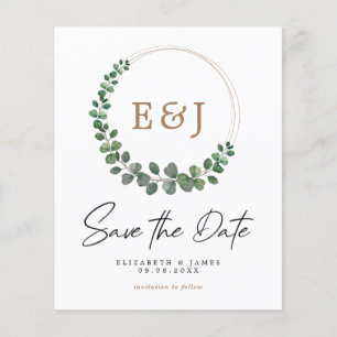 BUDGET Eucalyptus Minimalist Wedding Save The Date Flyer