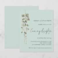 Budget Eucalyptus Mint Wedding Reception  Invite