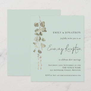 Budget Eucalyptus Mint Wedding Reception  Invite