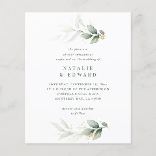 budget Eucalyptus modern minimal elegant wedding Flyer