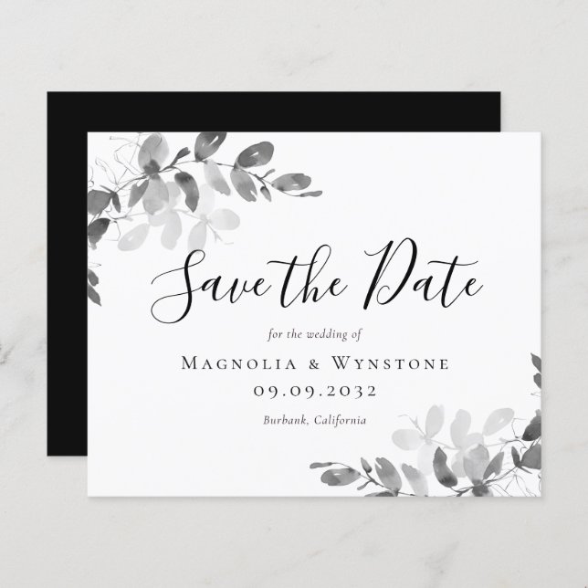 BUDGET Eucalyptus Monochrome Wedding Save The Date (Front/Back)