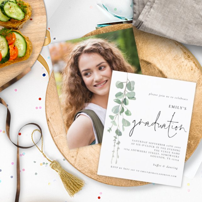 Budget Eucalyptus Photo 2024 Graduation Invite (Creator Uploaded)