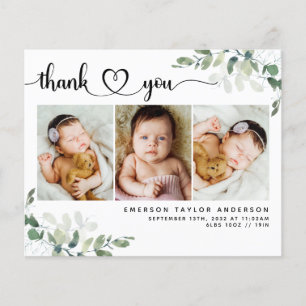 Budget Eucalyptus Photo Baby Thank You Card