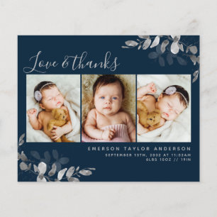 Budget Eucalyptus Photo Baby Thank You Card