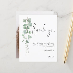 Budget Eucalyptus Photo Graduation Thank You
