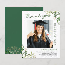 Budget Eucalyptus Photo Graduation Thank You Card