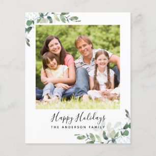 Budget Eucalyptus Photo Happy Holidays Card