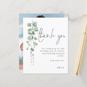 Budget Eucalyptus Photo Sweet Sixteen Thank You