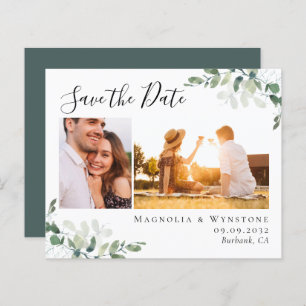 Budget Eucalyptus Photo Wedding Save the Date