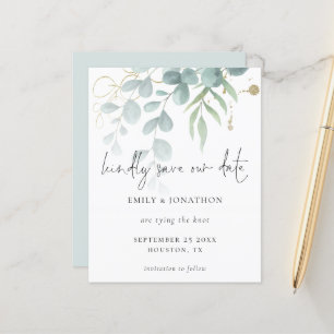 Budget Eucalyptus Powder Blue Gold Save The Date