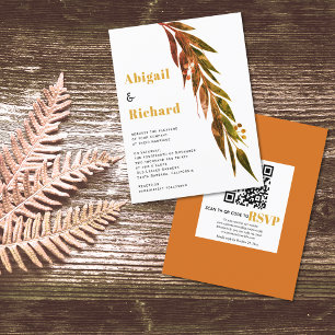 BUDGET eucalyptus, QR code RSVP wedding invitation