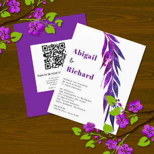 BUDGET eucalyptus QR code RSVP wedding invitation