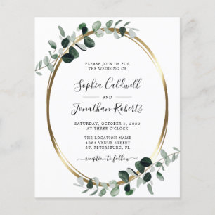 Budget Eucalyptus QR Code RSVP Wedding Invitation