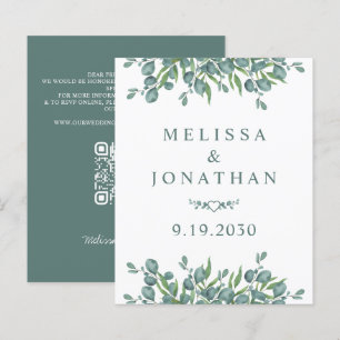 Budget Eucalyptus QR Code Wedding Invitation